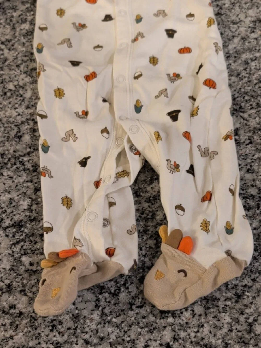 Carter's Cream Footed One-Piece with Fall Motif Thanksgiving